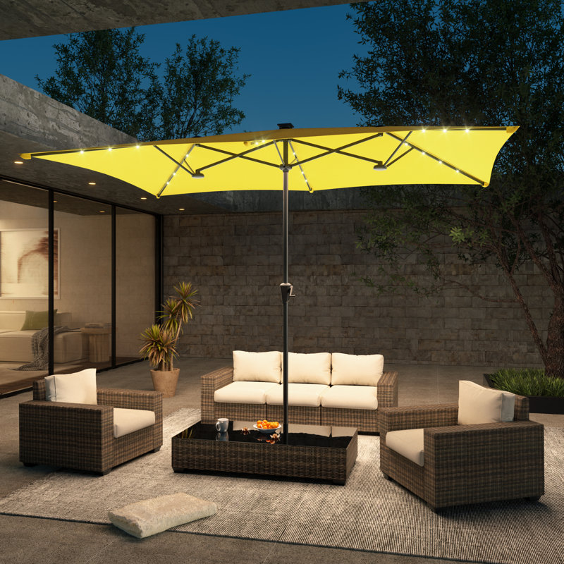 Parasol de table de patio à DEL 11x7Ft, Jaune