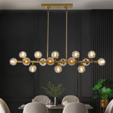 Faustena 16-Light Dimmable Bubble Glass Golden Sputnik Modern Linear Chandelier