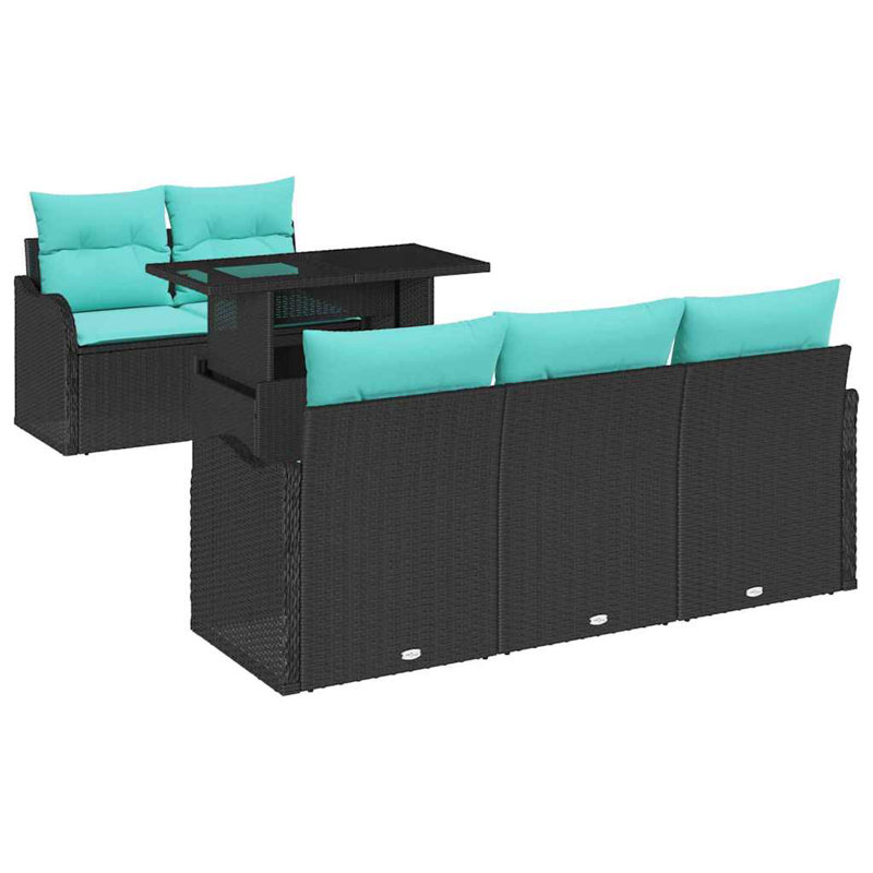 Ensemble de canapé de jardin avec coussin 6 pièces vidaXL, Coussin bleu / cadre noir