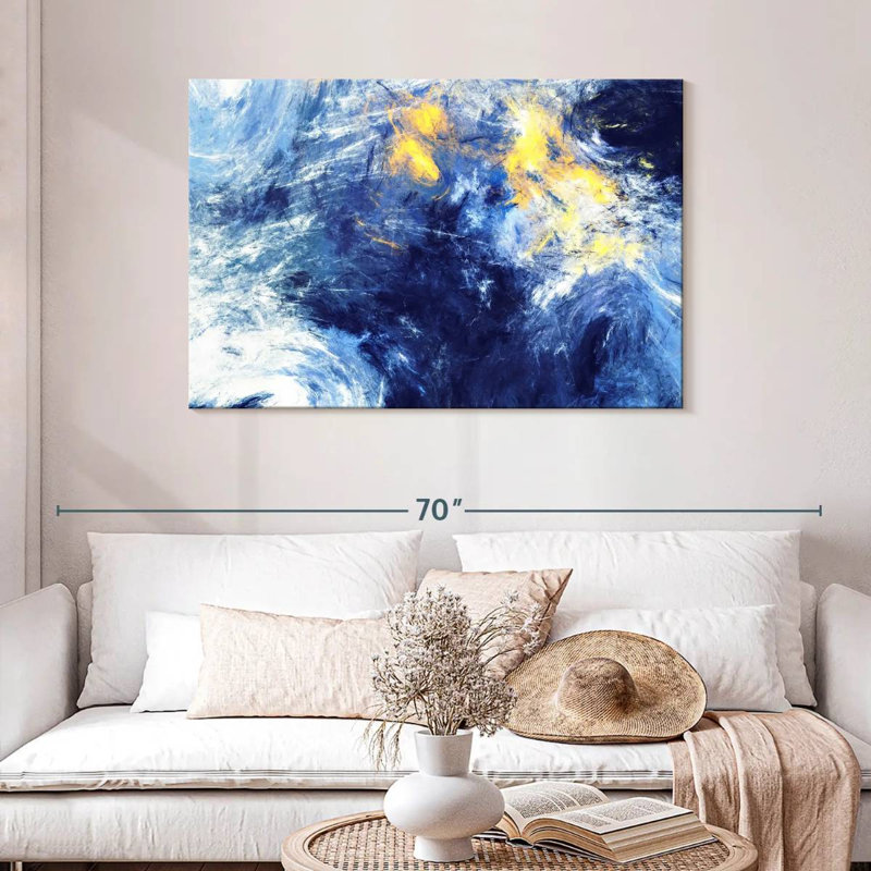Avery Blue And Yellow Abstract, 30" H x 45" W