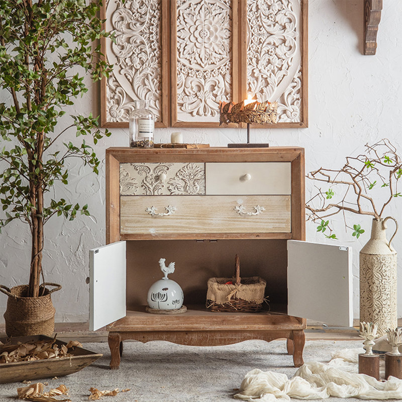 Console rectangulaire en bois massif brun