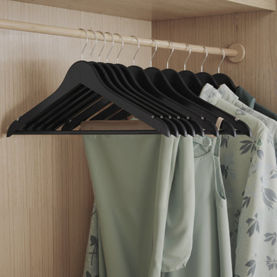 Cintres en bois, paquet de 30, cintres, barre à pantalons, crochets pivotants à 360 °, bois de bouleau massif, pour vestes, chemises, manteaux