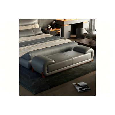 Banc rembourré en cuir véritable Sharella