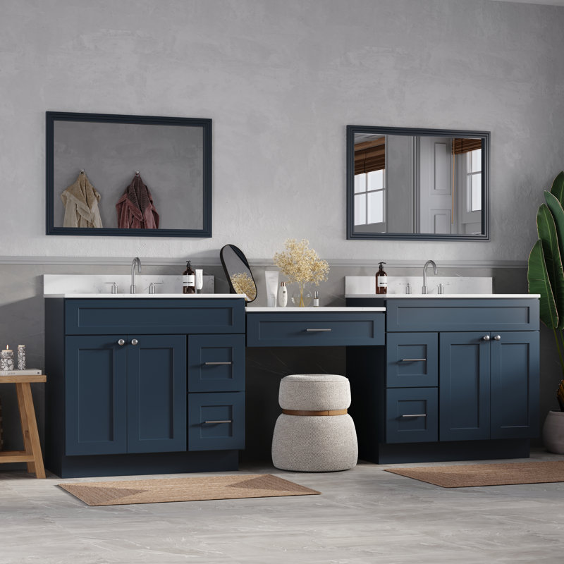 103'' Double Bathroom Vanity with Quartz Top, Blue