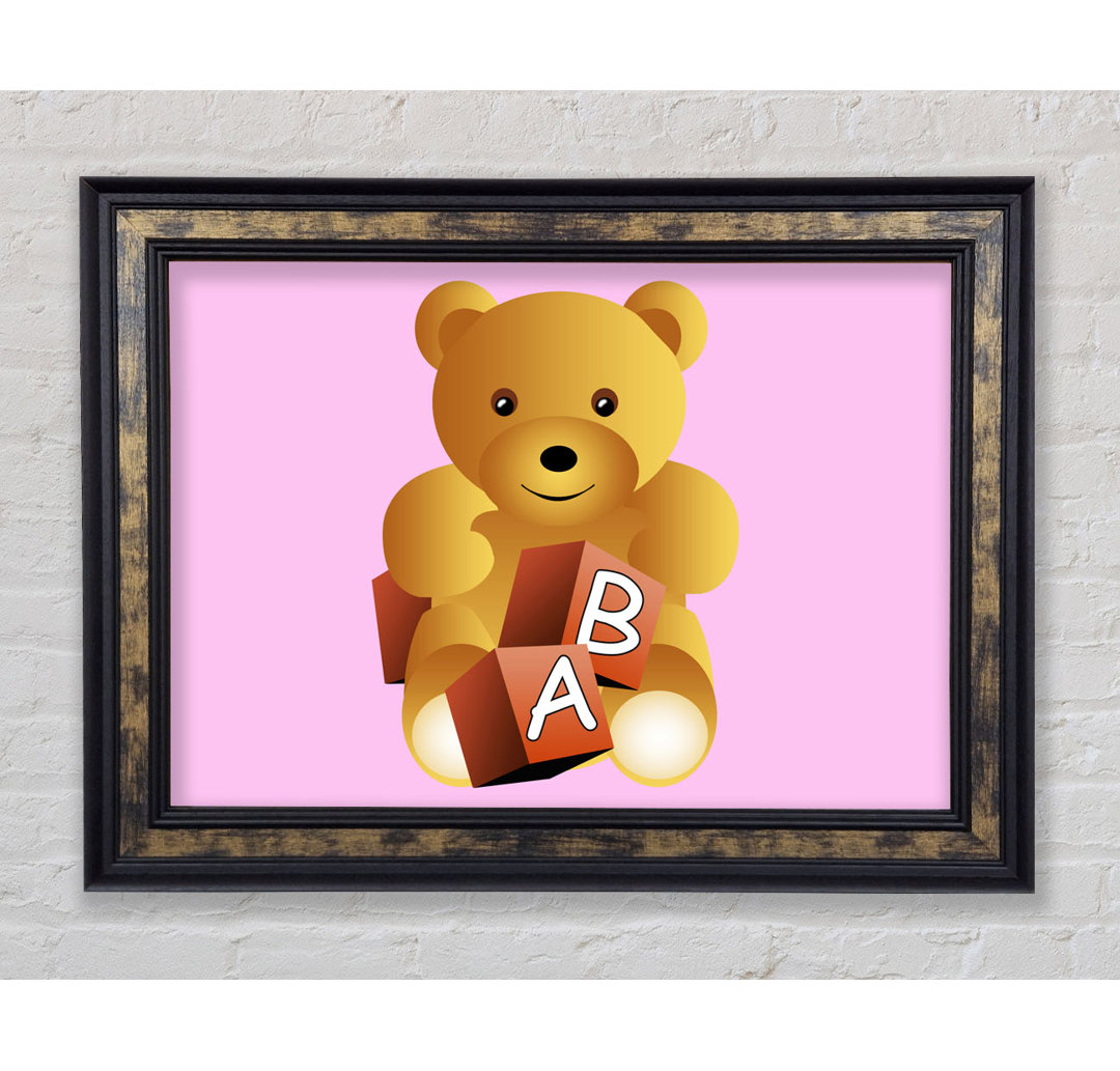 Teddybär Alphabet Blöcke Rosa - Einzelner Bilderrahmen Kunstdrucke