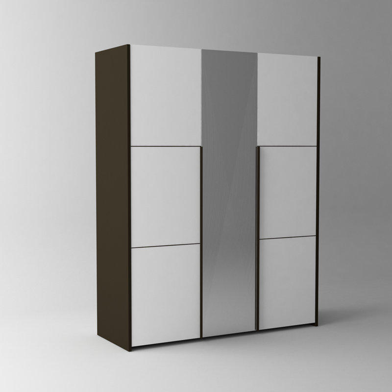 Hailey 3 Door Manufactured Wood Wardrobe, Brown/White