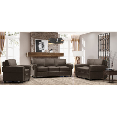  Ensemble de salon en cuir 3 pièces Fardin