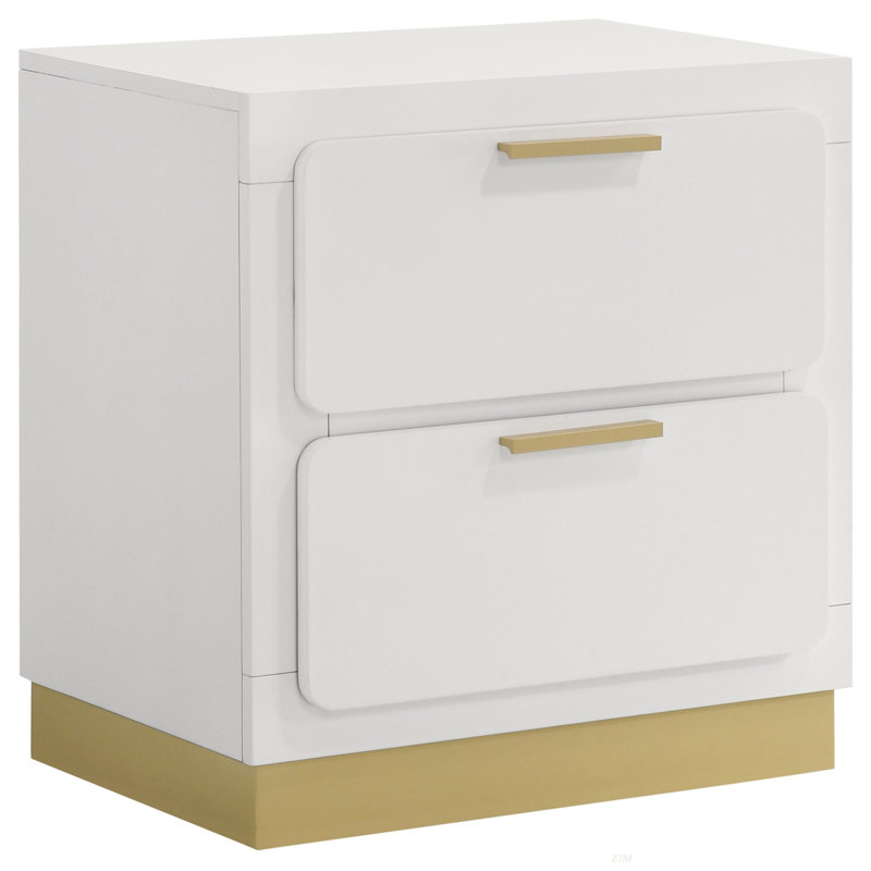 Sophia White 2-Drawer Nightstand Contemporary Style