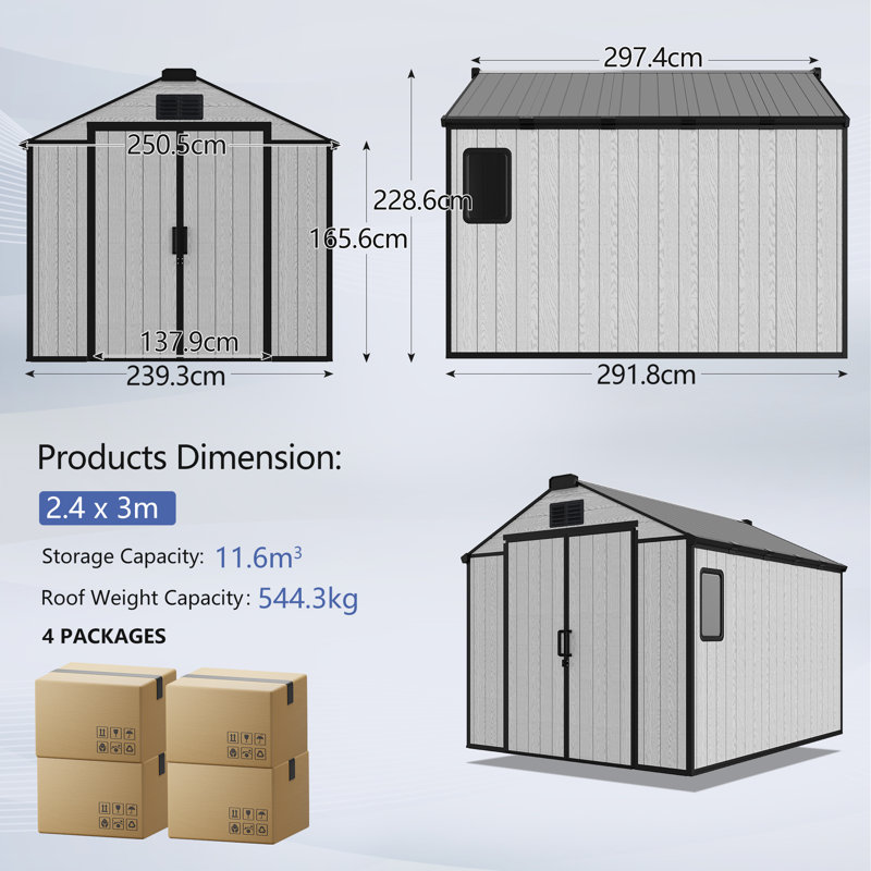 8 Ft. W x 10 Ft. D Resin Storage Shed