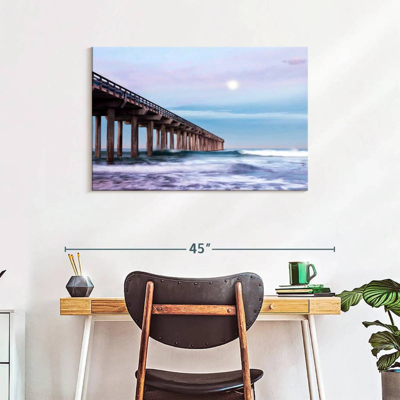 Plein lune au-dessus de Scripps Pier, H 24 po x l 36 po