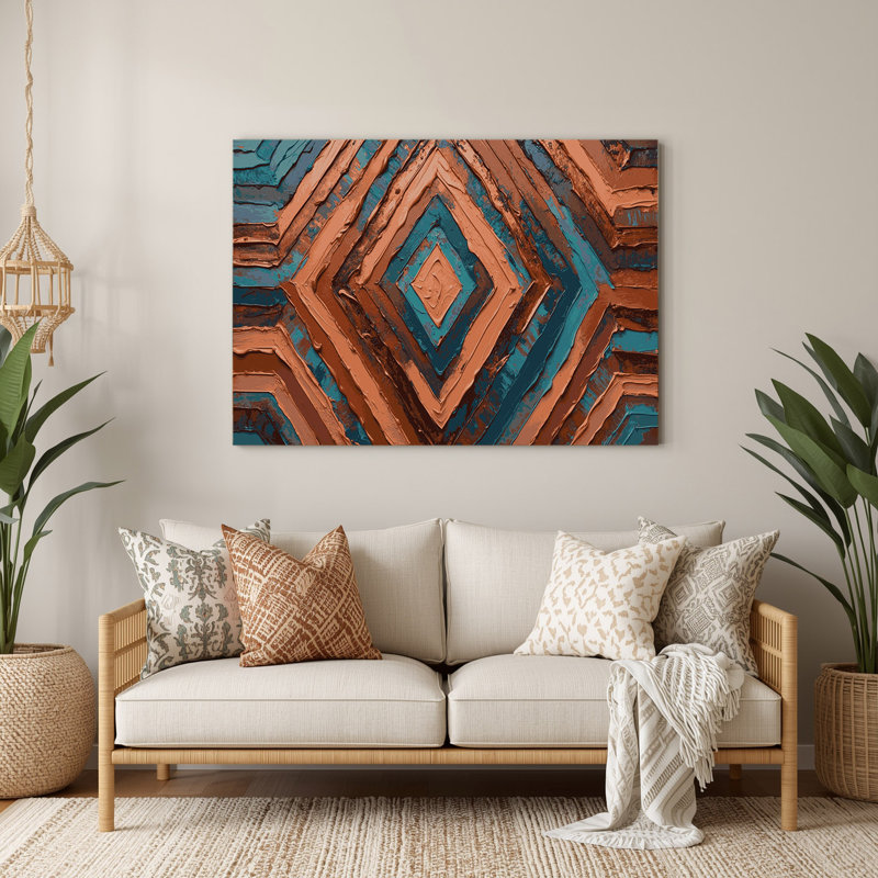 Art mural noir en métal à motif de chevrons du sud-ouest 221, H 24 po x l 36 po
