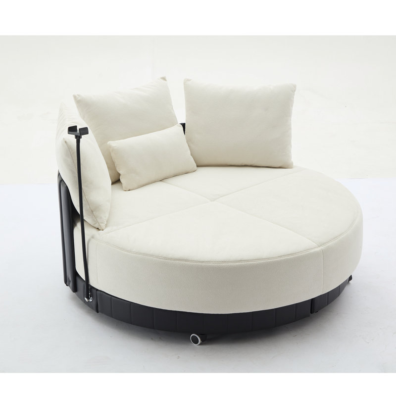 Fauteuil pivotant rond surdimensionné de 52,75 po, Beige