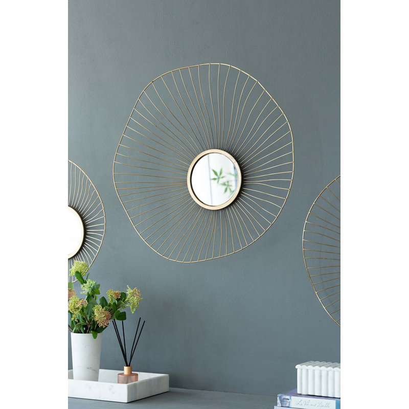Set Of 3 Abstract Designed Wall Decor Mirror