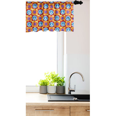 Ambesonne Hippie Valance Pack of 2 Groovy Funky Retro Peace Multicolor