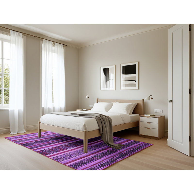 Kaleeah Washable Striped Indoor Rug, Rectangle 5' x 7'