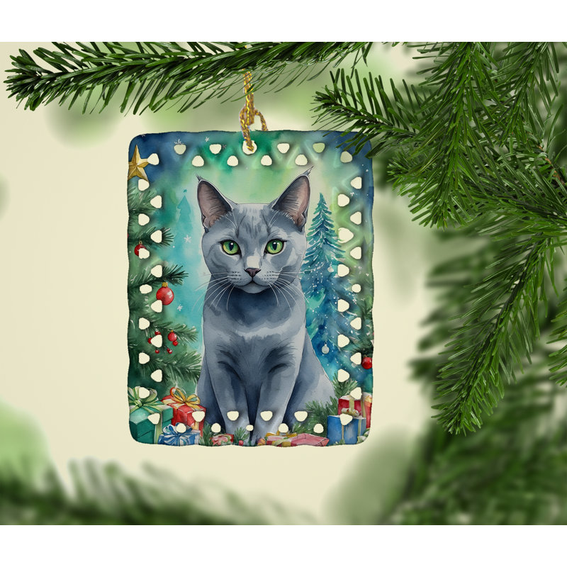 Ornement en porcelaine russe, Chat russe bleu