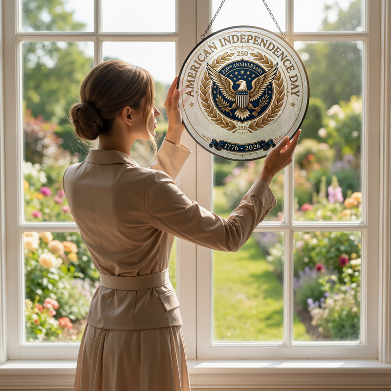 Panneau de fenêtre en verre pour décoration intérieure American Eagle USA 250th Anniversary - H 12 po, H 12 po