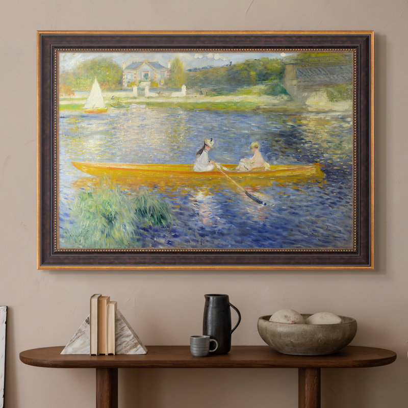 Le Skiff (La Yole), 1875 - Pierre-Auguste Renoir - Toile encadrée sur mesure, 16 po x 22 po, Toile avec cadre, Or vénitien