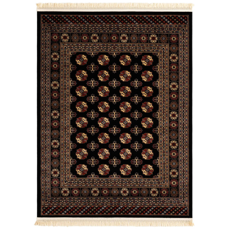 Traditional Hinshaw Runner Rug Black Color, Rectangle 5'3" x 7'1"