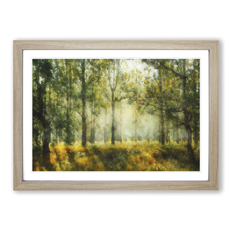 View of the Forest in the Spring - Picture Frame Painting Print on MDF, Oak Framed, 24cm H x 33cm W x 2cm D