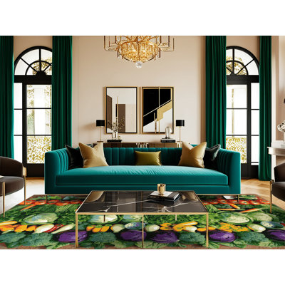Washable Vegetable Gardens Farm Area Rug