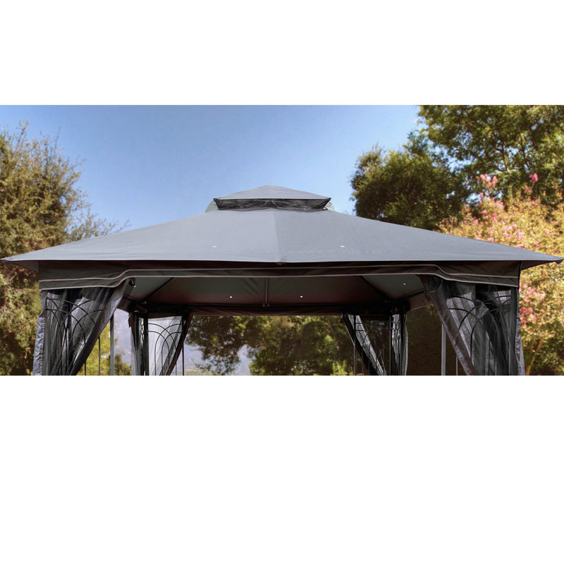 Toit de remplacement pour pavillon de jardin 10 x 10 pi, gris, résistant, hydrofuge, matériau de toit double facile à assembler, hydrofuge, méthode d'installation simple