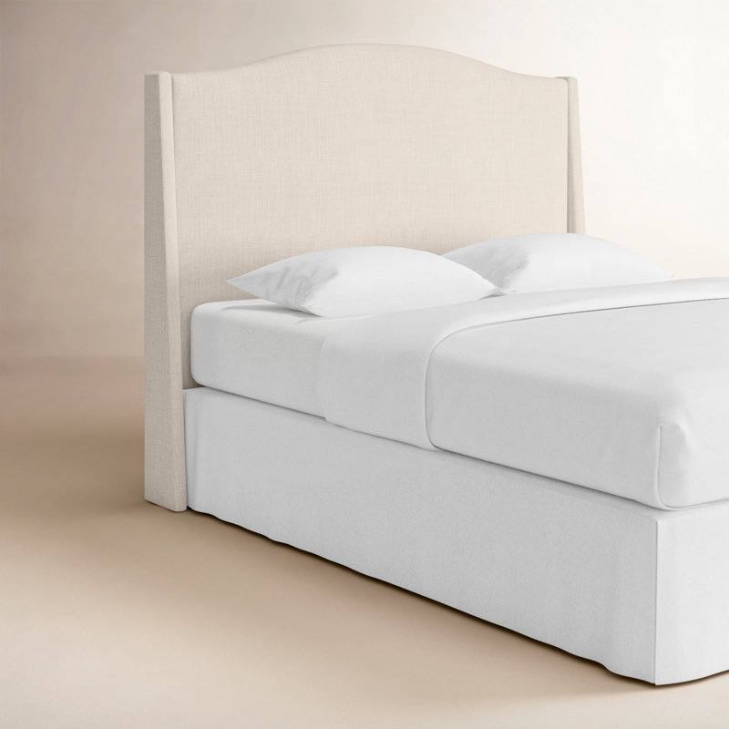 Byrd Upholstered Wingback Headboard, Queen, Classic Talc Linen
