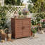 Banc de rempotage extérieur avec armoire de rangement et plateau de table en métal - Poste de travail durable en bois de pruche pour patio et terrasse-2016437774