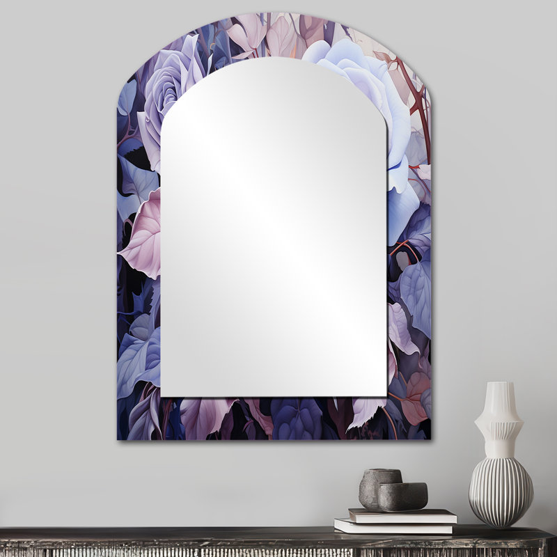«Twist Lavender Rose I», miroir mural à spirales abstraites, miroir décoratif asymétrique moderne, impression sur métal