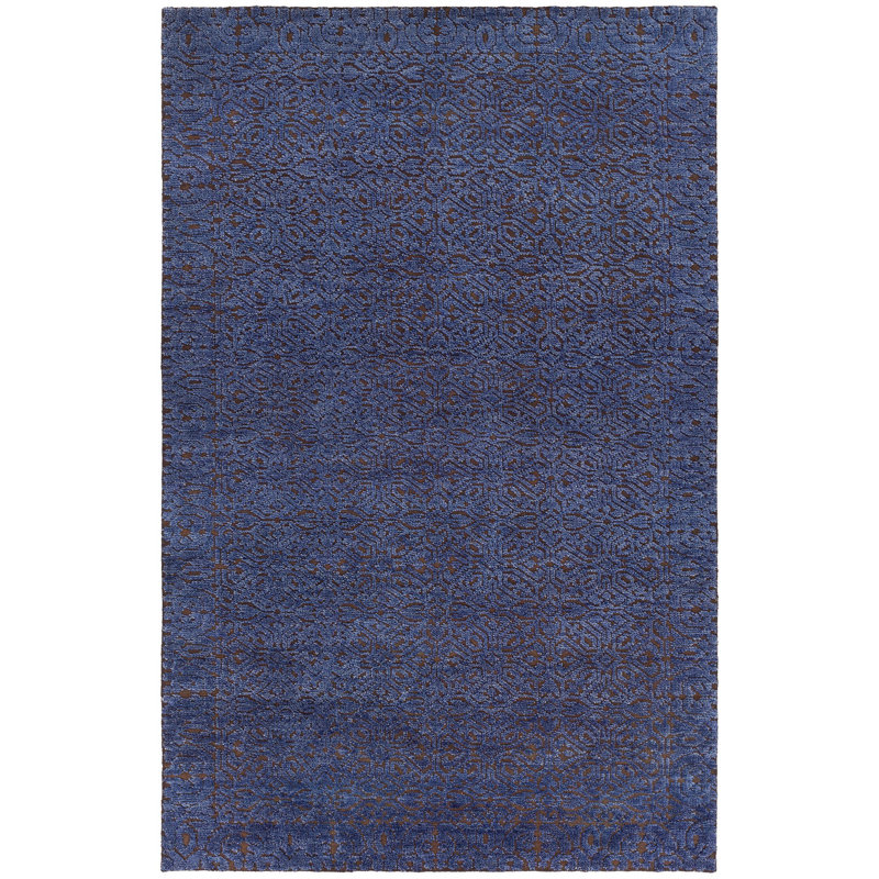 Ashton Wool Abstract Area Rug in Blue, Rectangle 7'9" x 10'6"