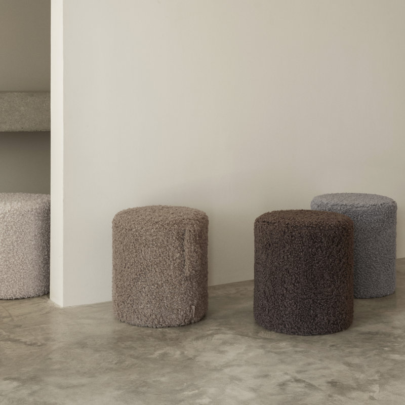 TEDDY Upholstered Accent Stool, Beige