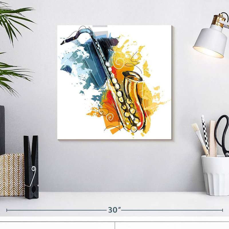Esquisse de saxophone Abarca, H 16 po x l 16 po