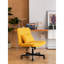 Chaise de bureau sans accoudoirs en lin jaune Cross avec roulettes, idéale pour le bureau à domicile et les espaces de maquillage. Stabilité accrue et rotation à 360° pour un maquillage confortable. Coussin et réglages ajustables.