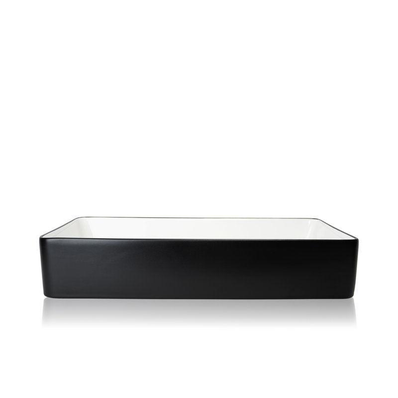 Lavabo de salle de bain rectangulaire en céramique noir / blanc