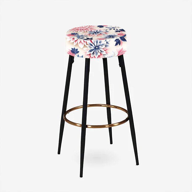 Ensemble de 2 tabourets de bar bleu, rose et blanc
