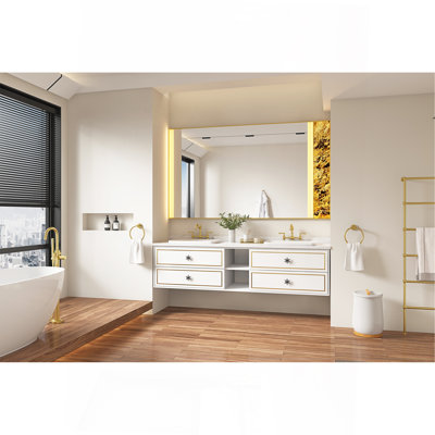Le meuble-lavabo mural de 84 po convient aux lavabos doubles, armoire seulement (comptoir et lavabos non inclus)