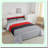 Ombre Stripes Comforter Set - Modern Abstract Art Duvet Insert with Red Patchwork Design, Farmhouse Decor Queen Size Bedding in Grey and Black