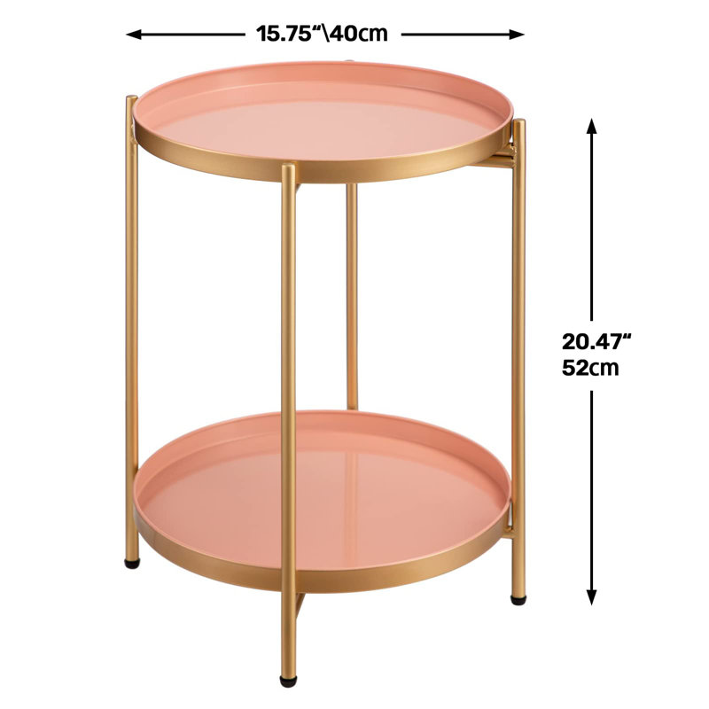 Bunow End Table, Pink, Gold
