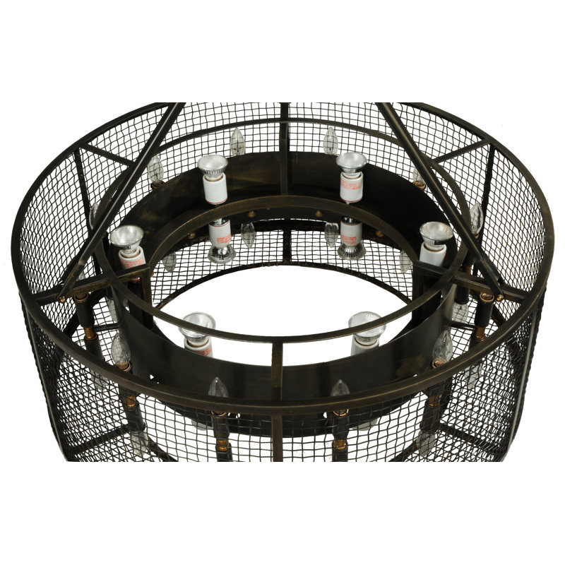Rustic Lodge 36 - Light Dimmable Drum Chandelier