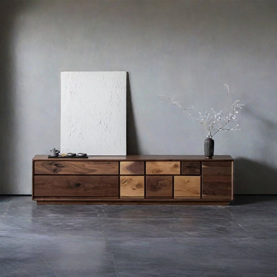 Modern Solid Wood TV Cabinet with Storage Drawers