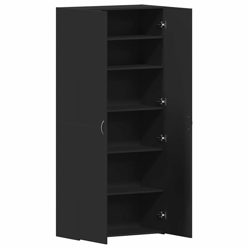Shoe Cabinet With Door 80 X 35.5 X 180 Cm Engineered Wood, Black