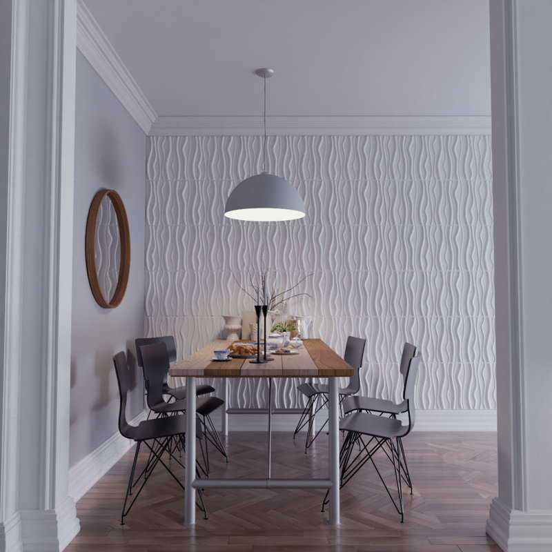 Panneau mural 3D 19,625 "x 19,625" en blanc (paquet de 1), Blanc