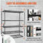 Étagère de rangement réglable à 5 niveaux, capacité de 2 000 lb, grille de rangement métallique robuste pour tablettes de garage, noire, L 60 po x l 24 po x H 78 po pour garde-robe de cuisine