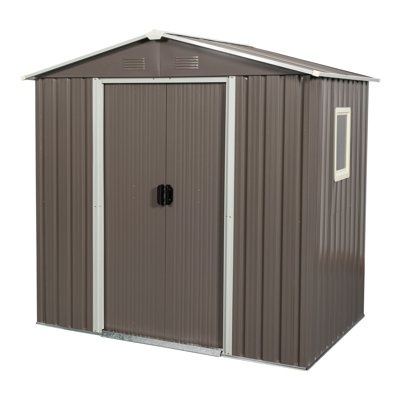 6Ft X 5Ft Outdoor Metal Storage Shed Gray With Window