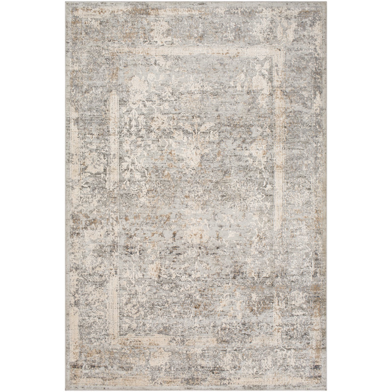Tapis ivoire / gris Kobe, Rectangle 5 pi 3 po x 7 pi 3 po