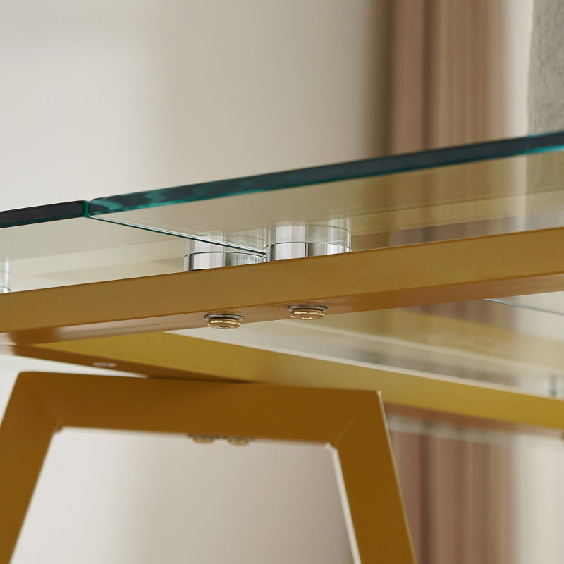 70.9" Rectangular Dining Table Glass Dining Table, Suitable For 1-8 People, Modern Style Home Kitchen Dining Table, Equipped With Sturdy Metal Table Legs