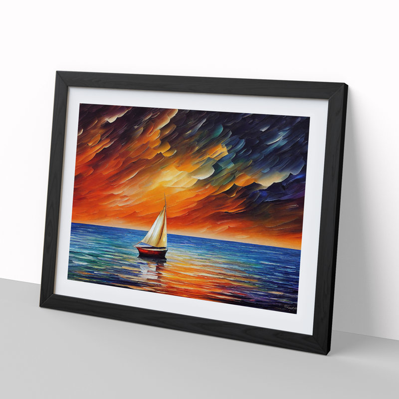 XH1022-7612X Sailing Boat On The Ocean Vol.2 Abstract - Single Picture Frame Painting, Black , 34cm H x 46cm W x 2cm D