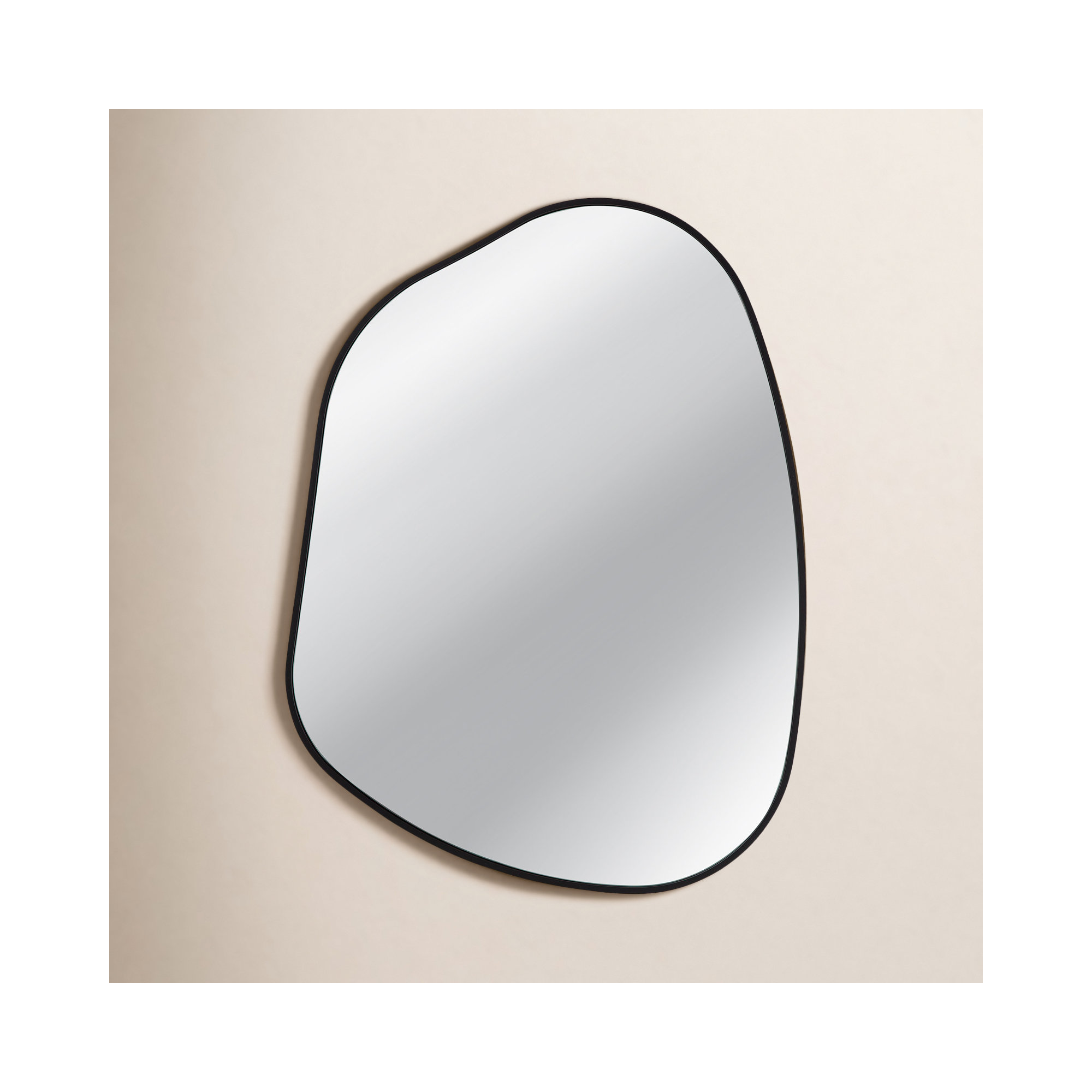Solid Wood Asymmetrical Wall Mirror, Black
