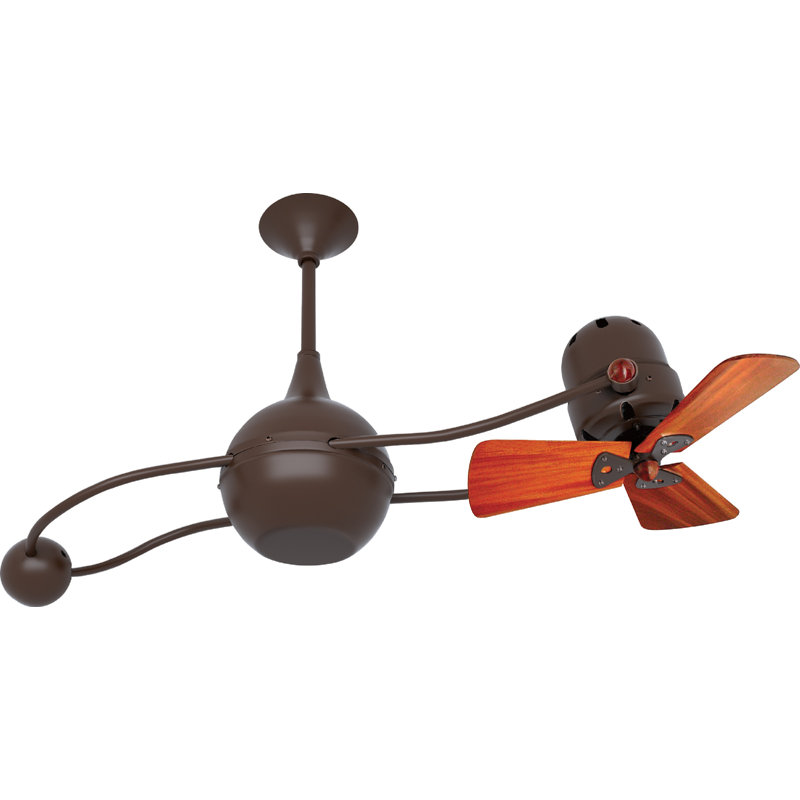 44" Brisa 2000 3 Wooden Blade Rotational Ceiling Fan, No, Chrome