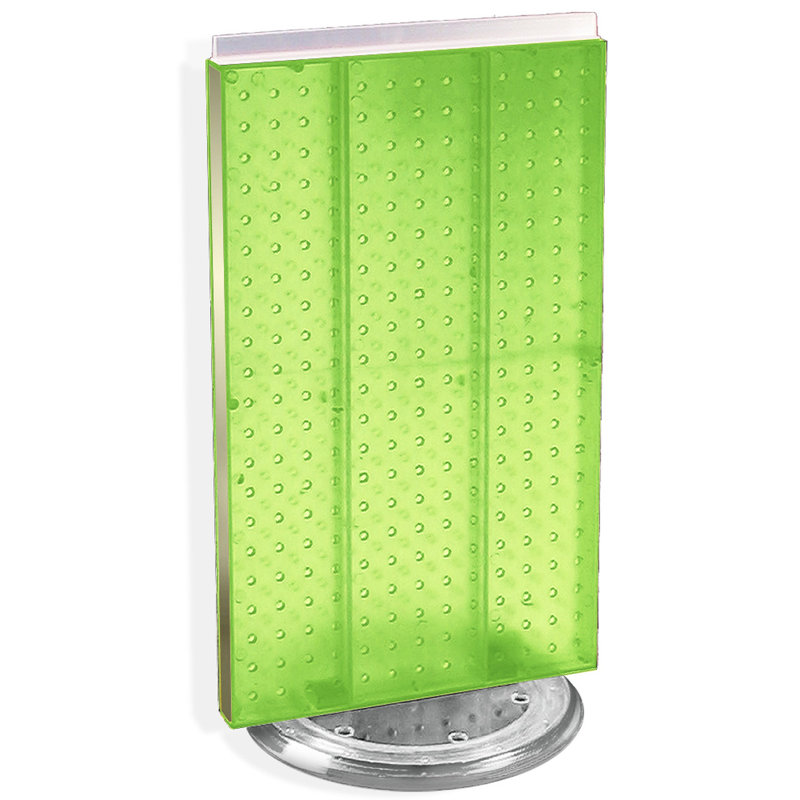 Green Translucent Plastic Pegboard Counter Display with Revolving Base